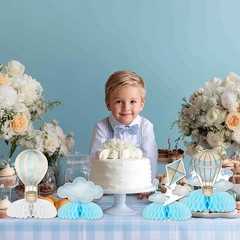 8Pcs Hot Balloon Honeycomb Centerpieces Blue Hot Balloon Clouds Table Centerp…
