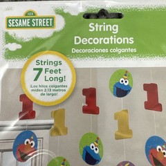 1st Birthday – 6 Pc String Decor – 7ft Long – Elmo / Cookie Monster / Big Bird