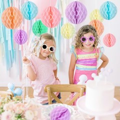 16 PCS Pastel Honeycomb Decorations 8 Inch Rainbow Hanging Balls Spring Party