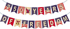 US 250th Anniversary Decorations – 250 Years of Freedom Banner Red White Blue Pa