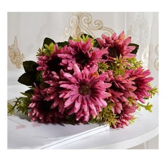 11-Piece Silk Chrysanthemum Flower Bouquet 41cm for Modern Interior Decoration