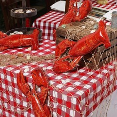6 Pcs Crawfish Boil Party Decorations Lobster Balloons, Tablecloth & Fish Net