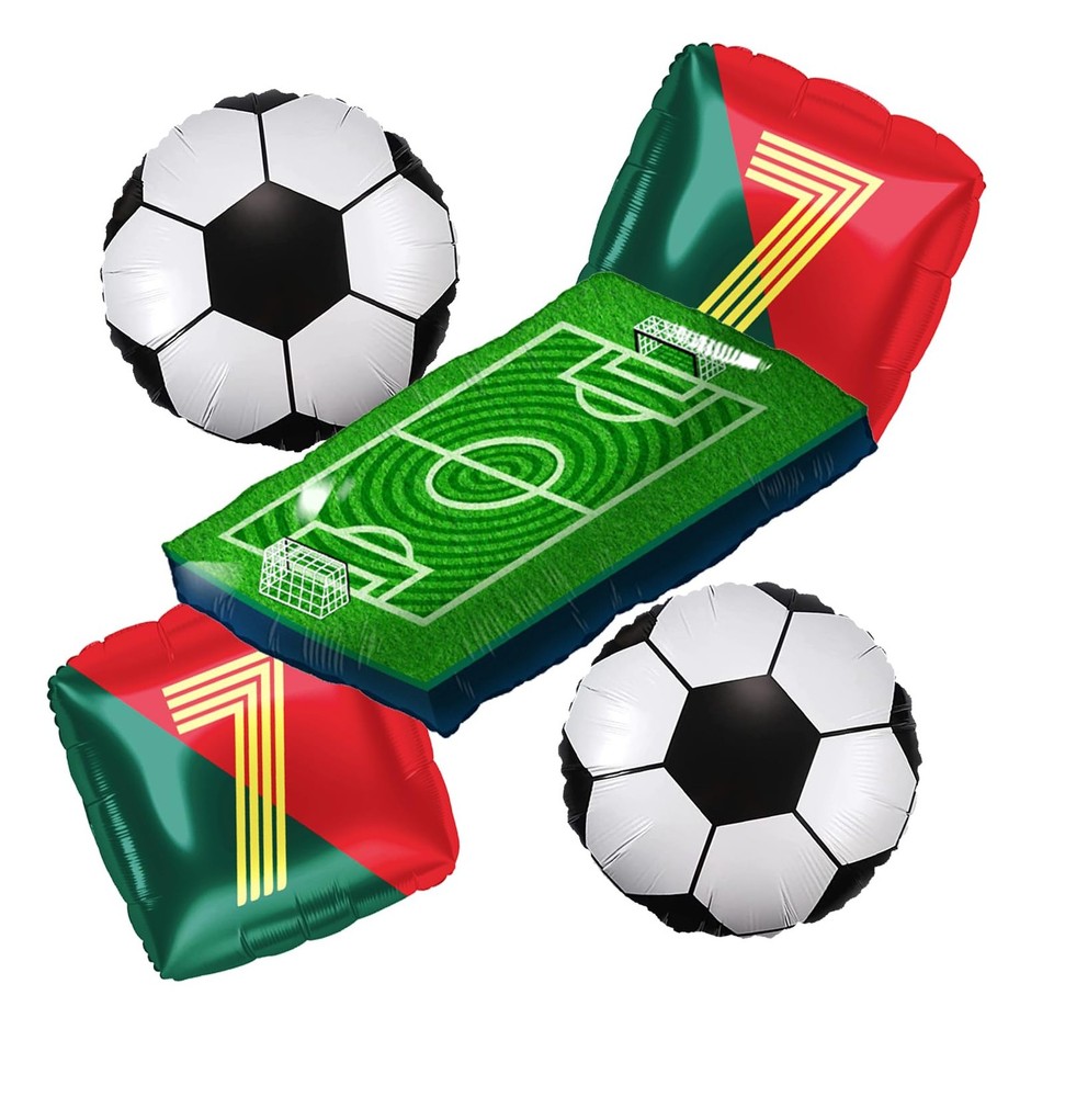 Number 7 Soccer Star Balloon Set – 4 Red and Green National Team Jersey Ballo…