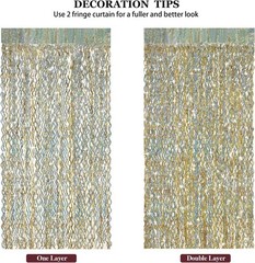 Champagne Gold Foil Fringe Backdrop – 3 Pack 3.3 ft x 6.6 ft Sparkle Tinsel