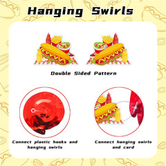 20 PCS Hot Dog Hanging Swirl Decorations Hot Dog Ceiling Streamers Hanging Decor