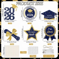 Graduation Party Centerpieces Decorations for Tables Class of 2026-30pcs Glitter