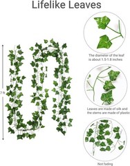 Fake Vines for Room Decor(12 Pack 84 Feet) Aesthetic 84FT 12PCS Vines, Green