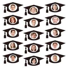 50Pcs Graduation Hat Cutouts Grad Black Caps Tassel Paper Cut-Outs with 100Pc…