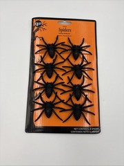 1 Pack 8 Spiders Scary Black Spiders Halloween Party Decoration