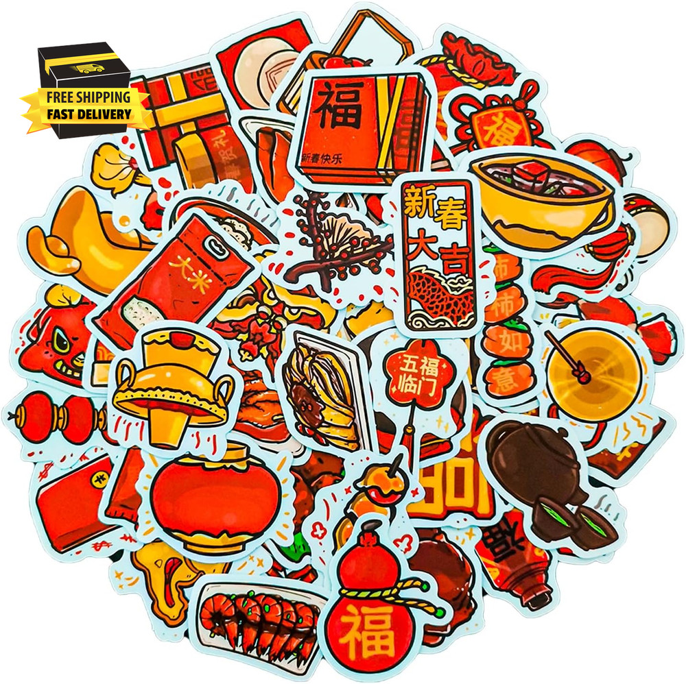 Happy New Year 2026 Chinese Spring Festival Stickers Pack of 80 – Chinese New Ye