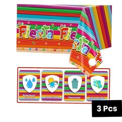 3 Pack Cinco De Mayo Plastic Table Cloth.. 108×54″ Fiesta Party Decorations