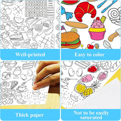 Giant Paper Coloring Tablecloth for Kids Huge Food Fun Design World Posters Acti
