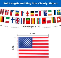 Country Flags Banner 82ft Polyester International Flags of the World Classroom