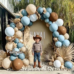 Dusty Blue Brown Balloon Arch Kit Double Pastel Baby Blue Dark Brown Tan Coff…
