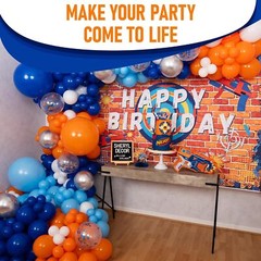 ALL-IN-1 Blue and Orange White Balloons Arch Kit & Garland – Small and Lar