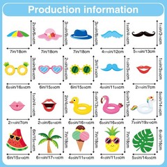 33 PCS Blue Frame Pool Party Photo Booth Props Summer Beach Theme Decorations