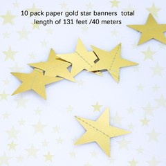 Guirnalda de estrellas brillantes, decoración pancarta, 130 pies estrella dorada