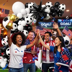 Soccer Balloons Garland Arch Kit with Stars 146Pcs – 5 10 12 18inch Balloon a…
