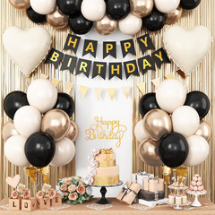 Black Gold Birthday Decorations,Party Decorations with Sand White Champagne Gold