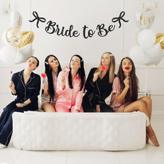 Bride to Be Banner, Black Bride to Be with Bow Glitter Bachelorette Bridal Party