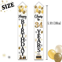 LASKYER 34th Birthday Gold Balloon Banner