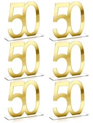 Threehoney 6 Pcs Mirror Gold 50th Celebration Decorations
