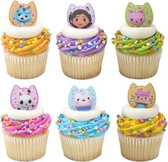 DreamWorks Gabby’s Dollhouse Cupcake Rings 24 Pack for Birthday Parties