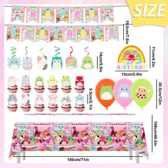 Squishmallow Party Decoration Birthday Supplies Balloon Tablecloth Cake Topper