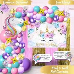 245 Pieces Unicorn Birthday Decorations for Girls Kit, All-in-1 Party Supplie…