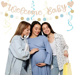 Light-Dusty Blue Beige-Champagne Baby-Shower Party-Decorations – 31Pcs Welcome H