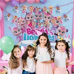 «– Cute Baby Doll Cartoon Theme Party Cri Babes Happy Birthday Banner
