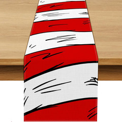 Red and White Striped Table Runner Hat Twins Baby Shower Cartoon Birthday Party