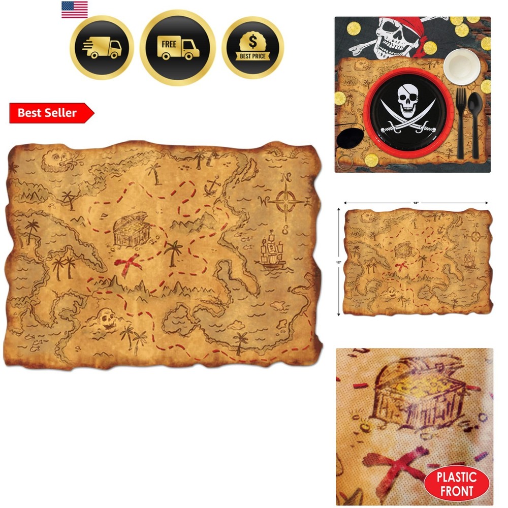 Pirate Treasure Map Party Decor Vintage Parchment Adventure Scavenger 1pc