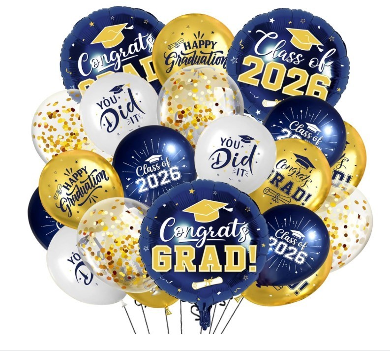 Navy Blue and Gold Graduation Balloons Graduation Decorations 2026, 51Pcs Grad L