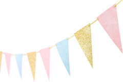 10Ft Gender Reveal Banner Glitter Pennant Flags for Baby Shower Party Decor 15Pc