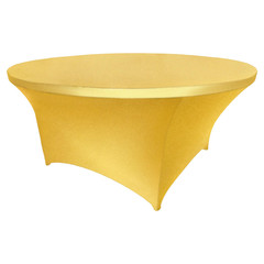 Goldstream Point Metallic Gold 60 Inch 5 Foot Round Spandex Cocktail Tablecloth