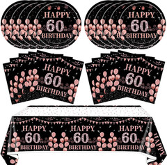 41PCS 60Th Birthday Decorations for Women Vintage Rose Gold Black 1966 Party Sup