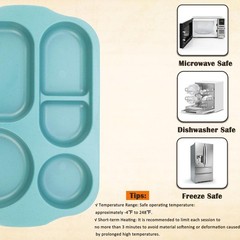 MKYHBOO Divided Plates Set, Wheat Straw Portion 12in, Rectangular-Set of 4 S