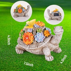 Solar Garden Outdoor Statues with Succulent and 7 LED Lights – Lawn Decor Tor…