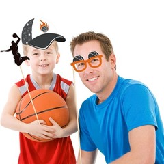 25 PCS Basketball Themed Photo Booth Props Sport Kit with Stick Birthday