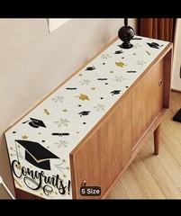 Graduation Party Decoration Set: Tablecloth, Balloons, Danglers ++ Black & Gold