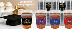 50Pcs Graduation Decorations 2026 Disposable Graduation Cups Congrats Grad Class