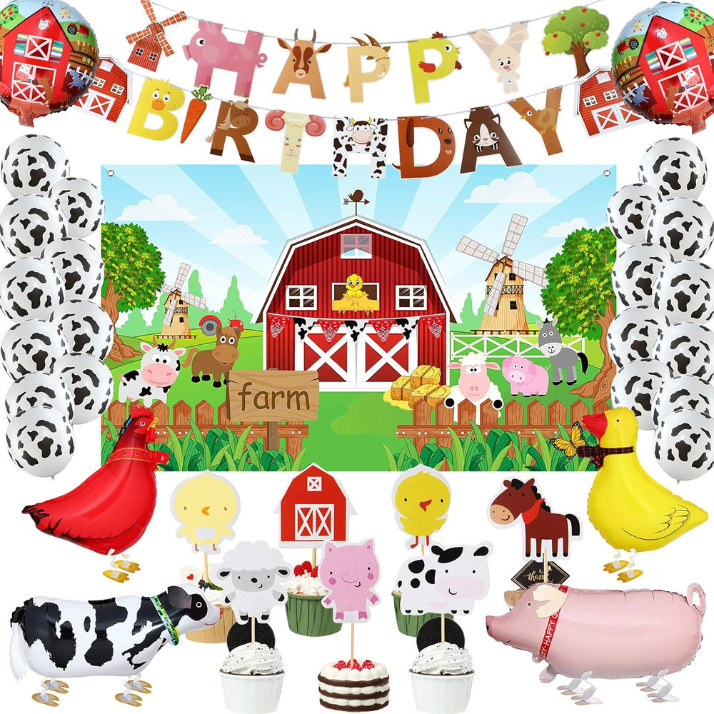 Sumind Farm Birthday Decorations Farm Birthday Party Supplies Animals Cow Theme