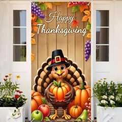 Thanksgiving Turkey Door Banner Fall Harvest Decor 35 x 71 Inch