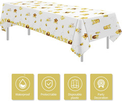 Bee Baby Shower Decorations Party Tablecloth, Disposable Bumble Theme Bee Day Bi
