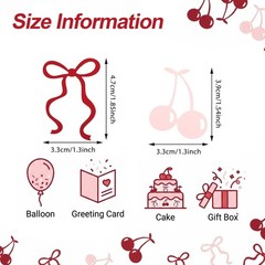 100 PCS Cherry Bow Confetti Red Pink Glitter Paper Scatters Baby Shower