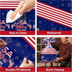 Vibrant 4th of July Table Decorations – 3 Patriotic Tablecloths (108 x 54 in)