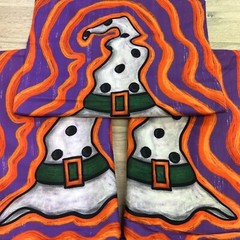 3 X HALLOWEEN WITCH HAT COLOURFUL BRIGHT SOFT CUSHION COVERS 17in X 17in DECOR