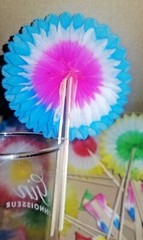 24 Sunflower Cocktail Sticks Sunbursts Paper Drink Decorations Party Tiki Retro