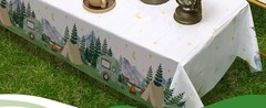 3 pcs Camping Birthday Decorations Table Cover Waterproof Tablecloths One Happy
